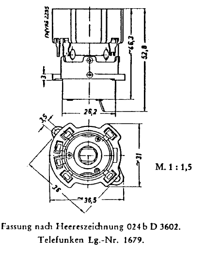 Technical drawing — Telefunken W6 six-side-contact interface